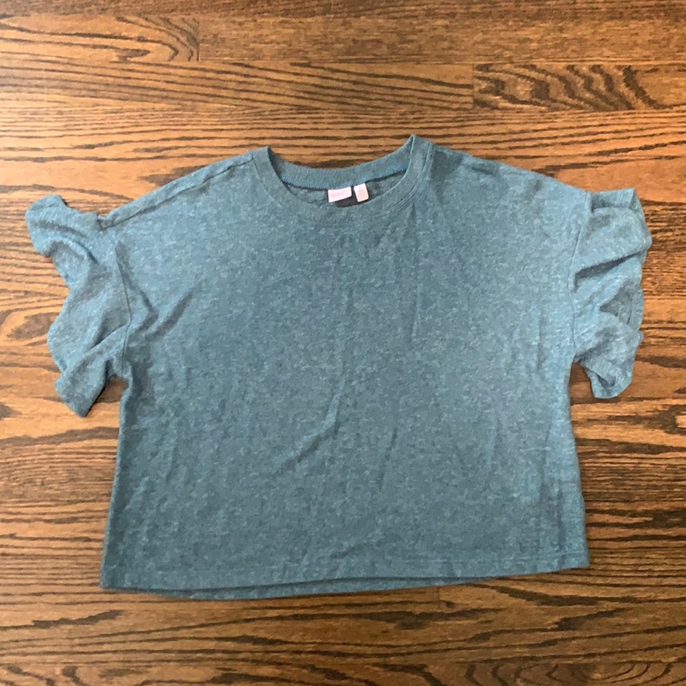 Make + Model Blue Top with Flutter Sleeve - Medium